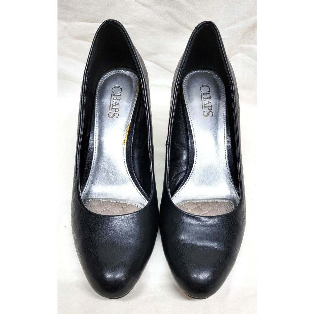 Chaps Shelbi Women's 8B Black Soft Faux Nappa Design Slip On Dress Pumps